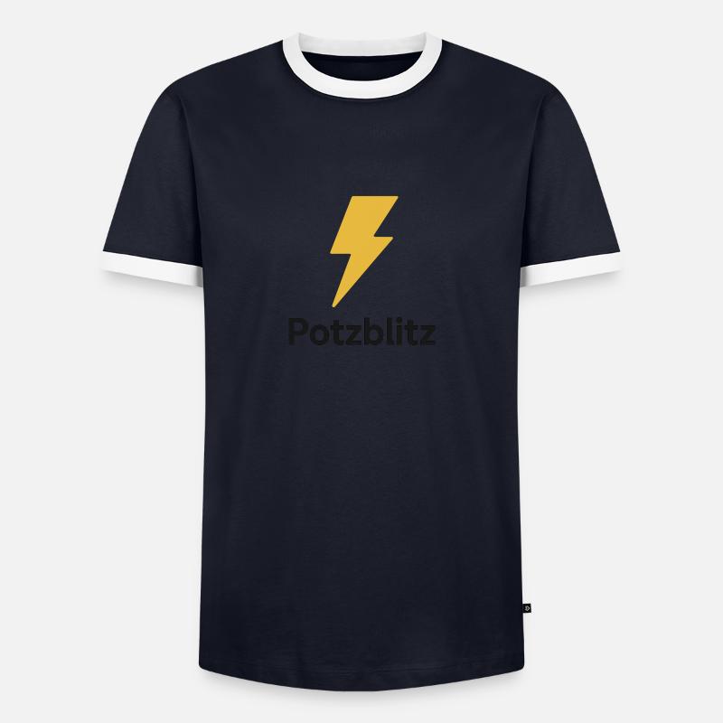 Potzblitz - Männer Kontrast-T-Shirt - Navy/Weiß 
