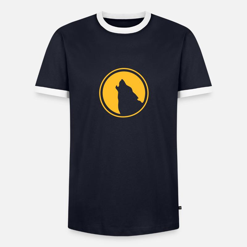 Wolf logo - Men's Ringer Shirt - navy/white 