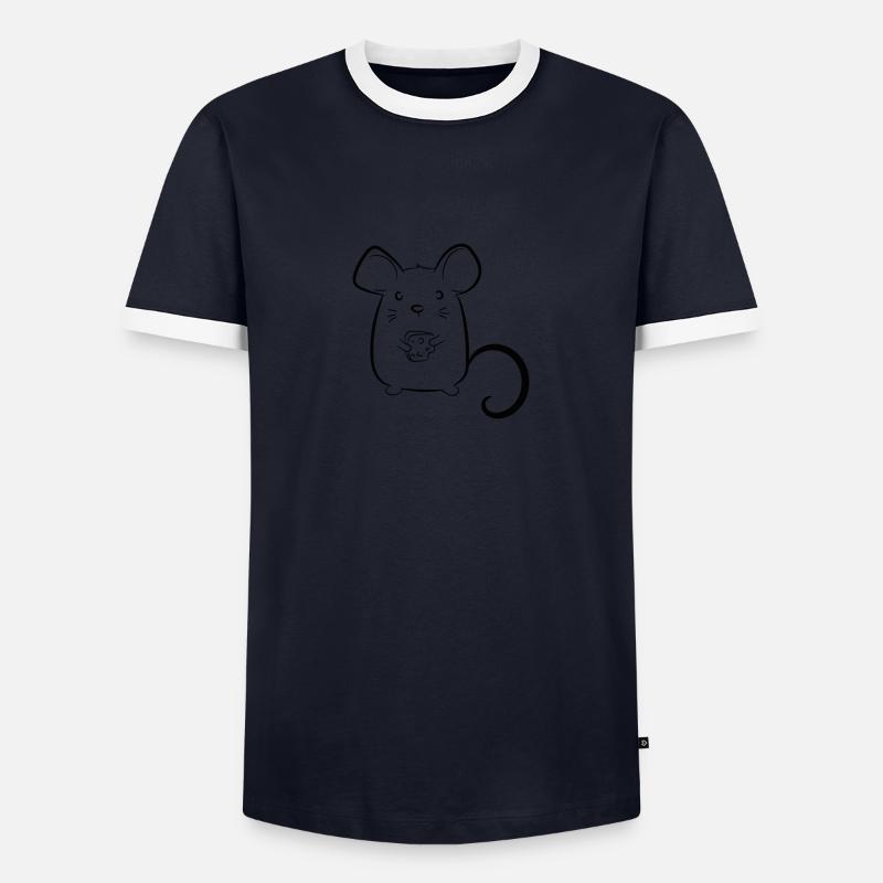 Mouse with cheese - Men's Ringer Shirt - navy/white 