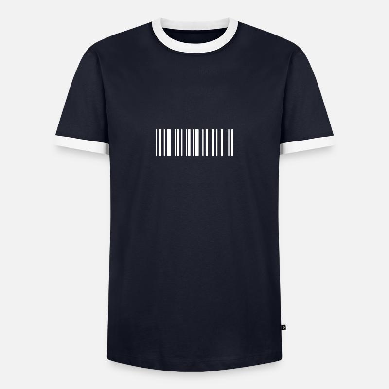 Barcode - Männer Kontrast-T-Shirt - Navy/Weiß 