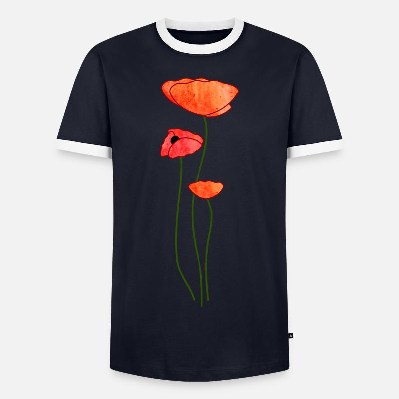 Drei Mohnblüten - Männer Kontrast-T-Shirt - Navy/Weiß