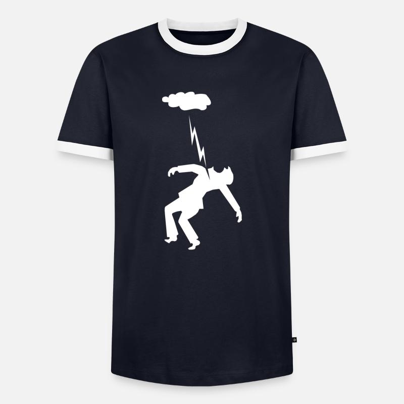 blitz strike - Männer Kontrast-T-Shirt - Navy/Weiß 