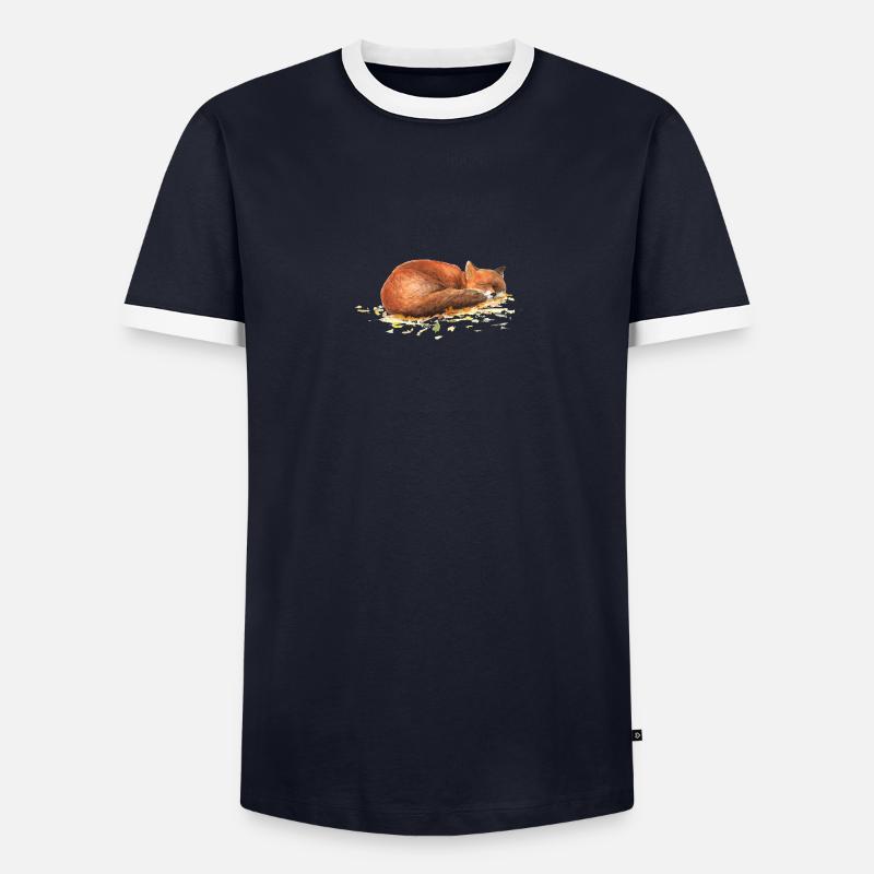 Fuchs - Männer Kontrast-T-Shirt - Navy/Weiß 