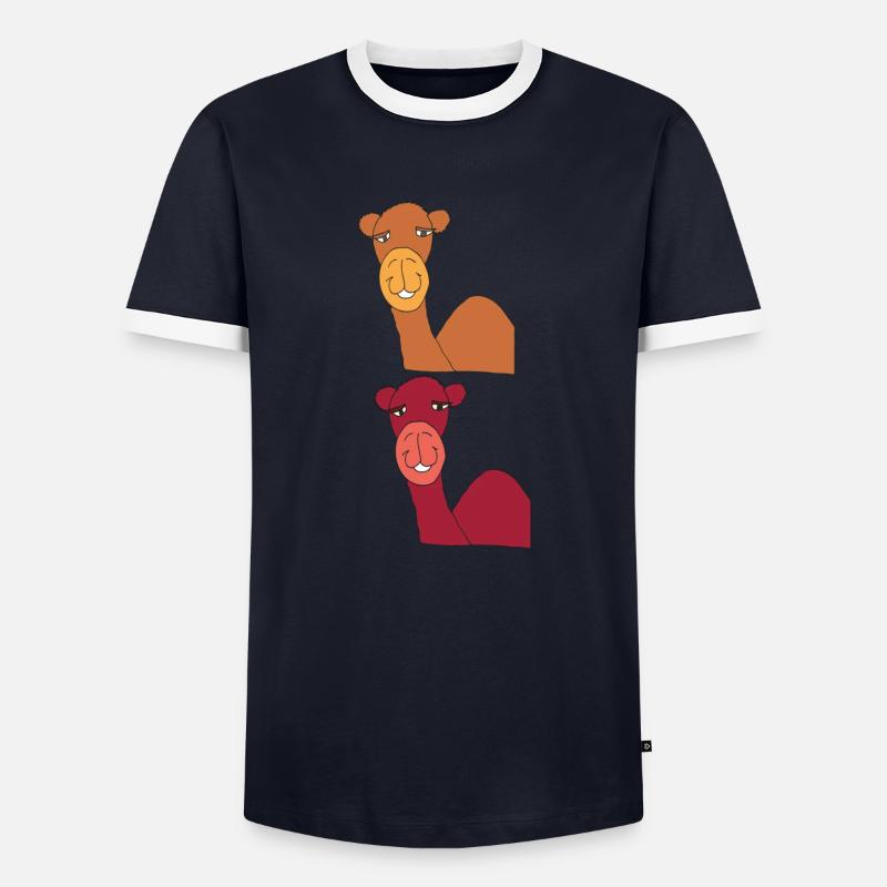 kamel doppelt - Männer Kontrast-T-Shirt - Navy/Weiß 
