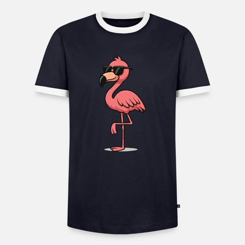 flamingo comic - Männer Kontrast-T-Shirt - Navy/Weiß