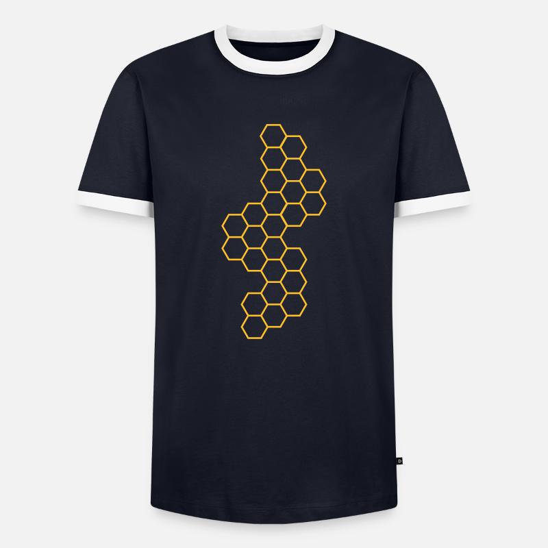 contour version honeycomb pattern - Men's Ringer Shirt - navy/white