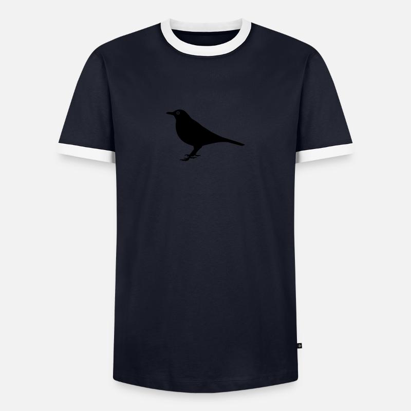 Vogel Amsel - Männer Kontrast-T-Shirt - Navy/Weiß 