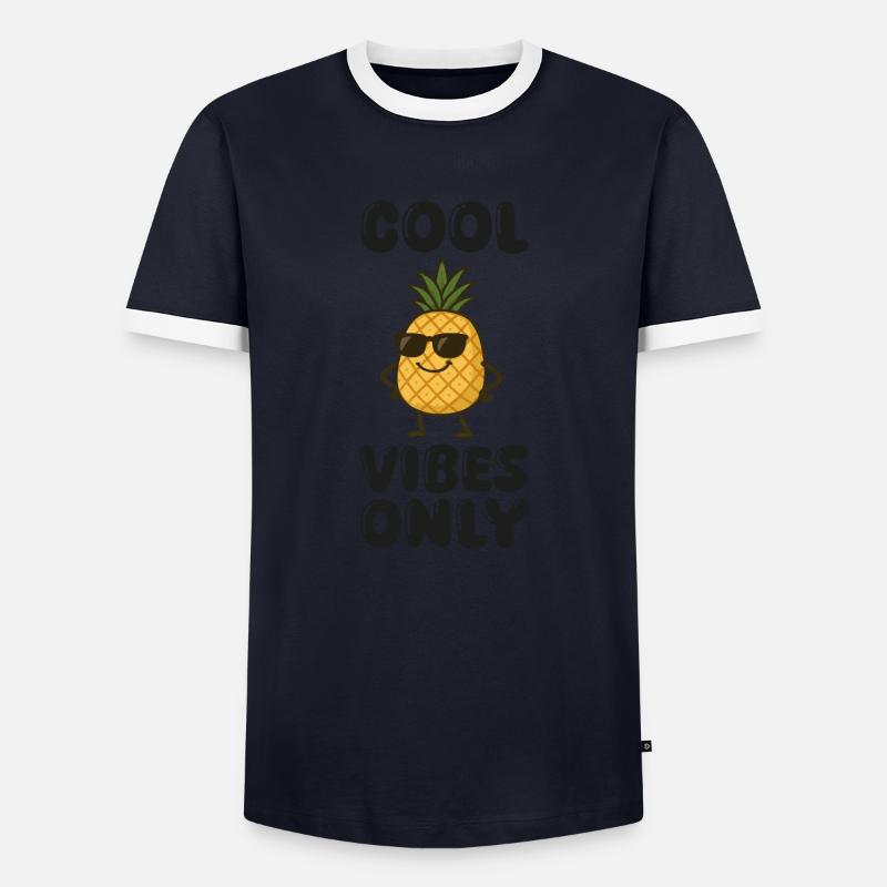 Bande dessinée ananas - T-shirt contrasté Homme - marine/blanc 