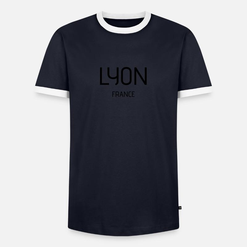 Lyon - Männer Kontrast-T-Shirt - Navy/Weiß 