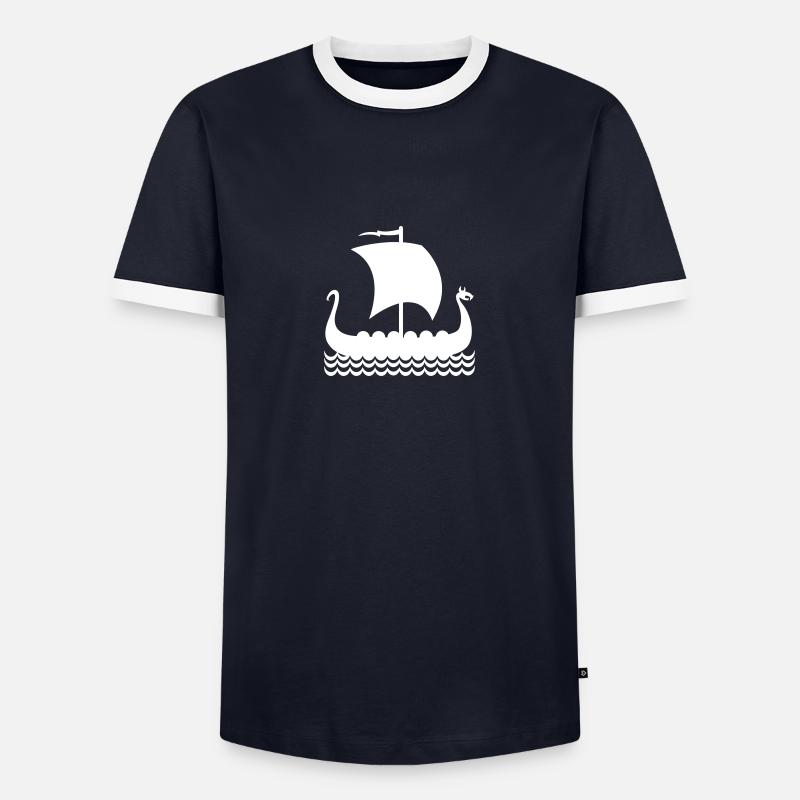 Drachenboot - Männer Kontrast-T-Shirt - Navy/Weiß 
