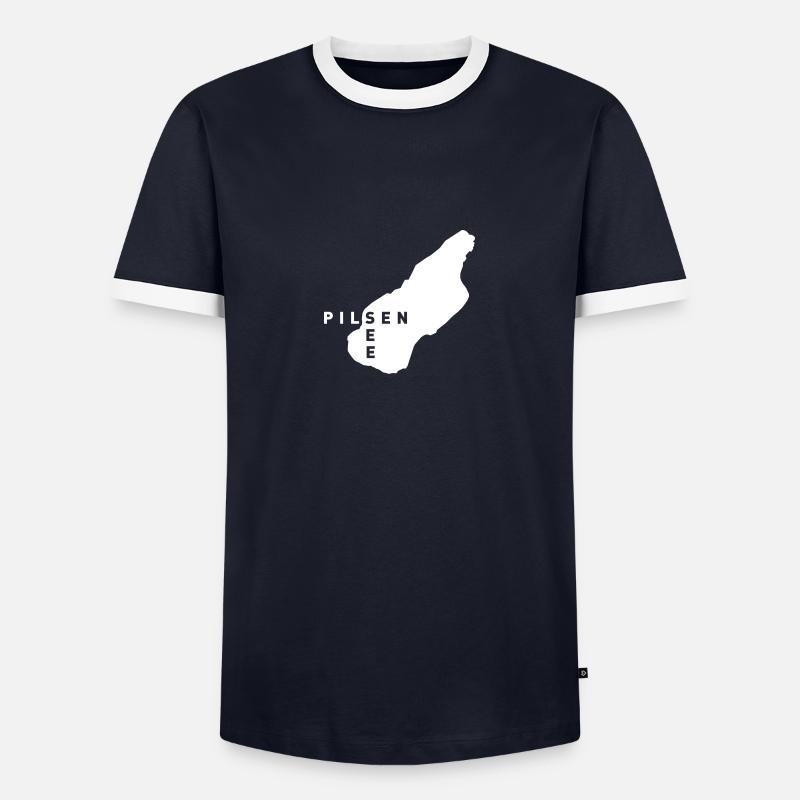 Pilsensee Original - Männer Kontrast-T-Shirt - Navy/Weiß