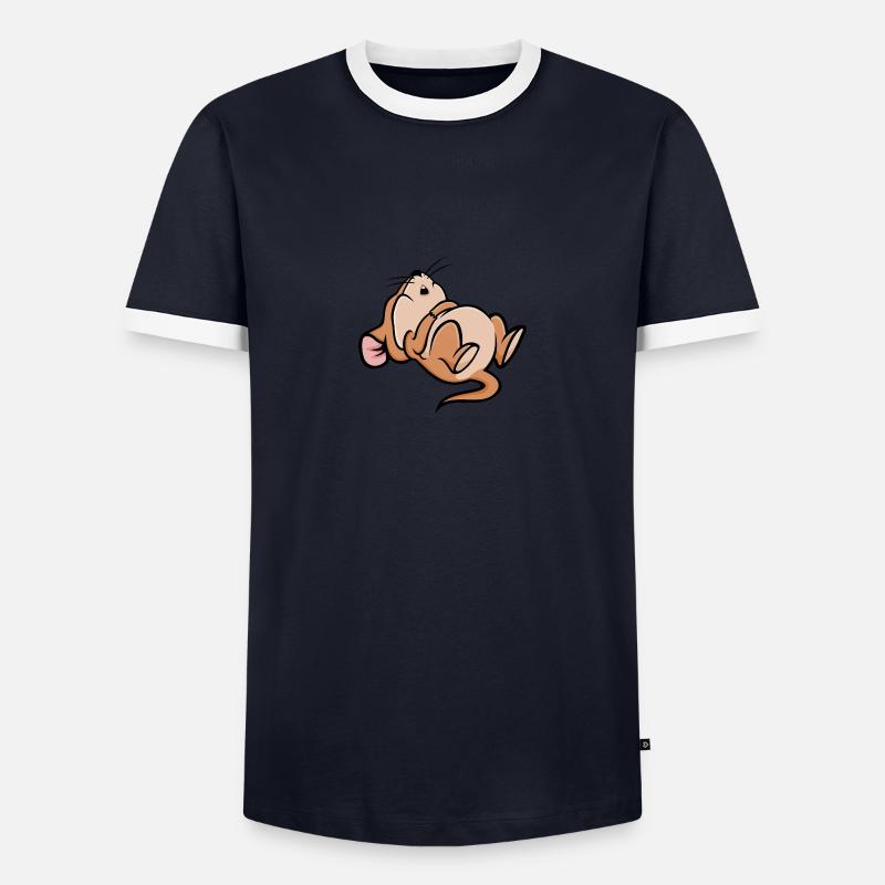 Sleeping Mouse - Men's Ringer Shirt - navy/white 