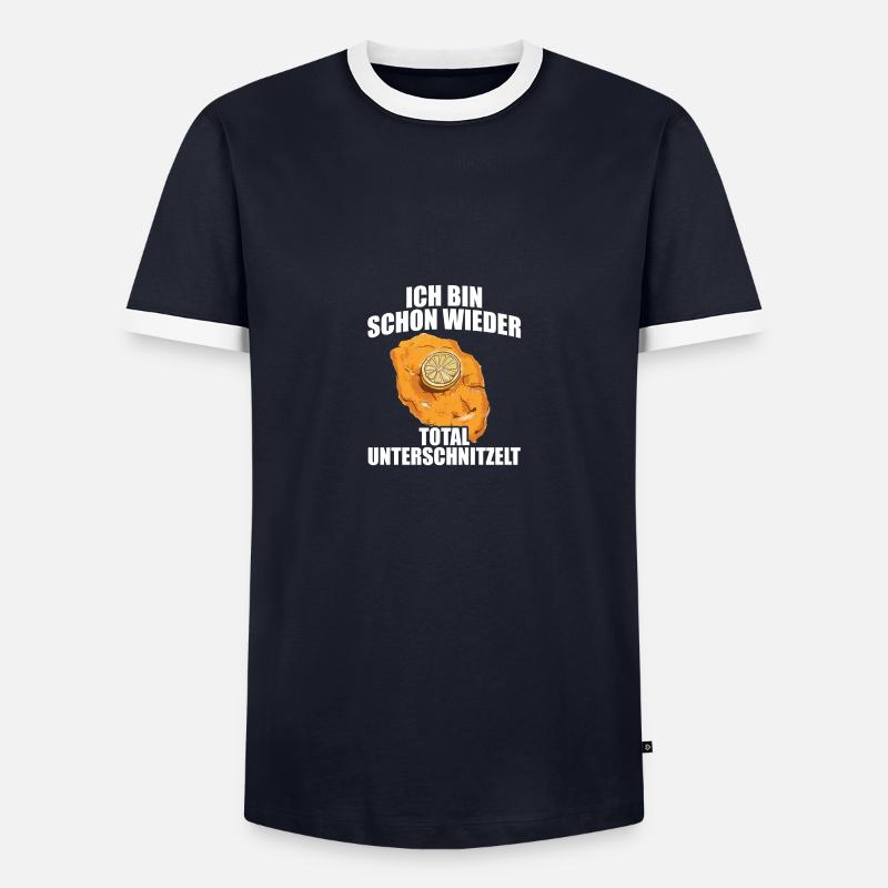 Total unterschnitzelt Schnitzel - Männer Kontrast-T-Shirt - Navy/Weiß 