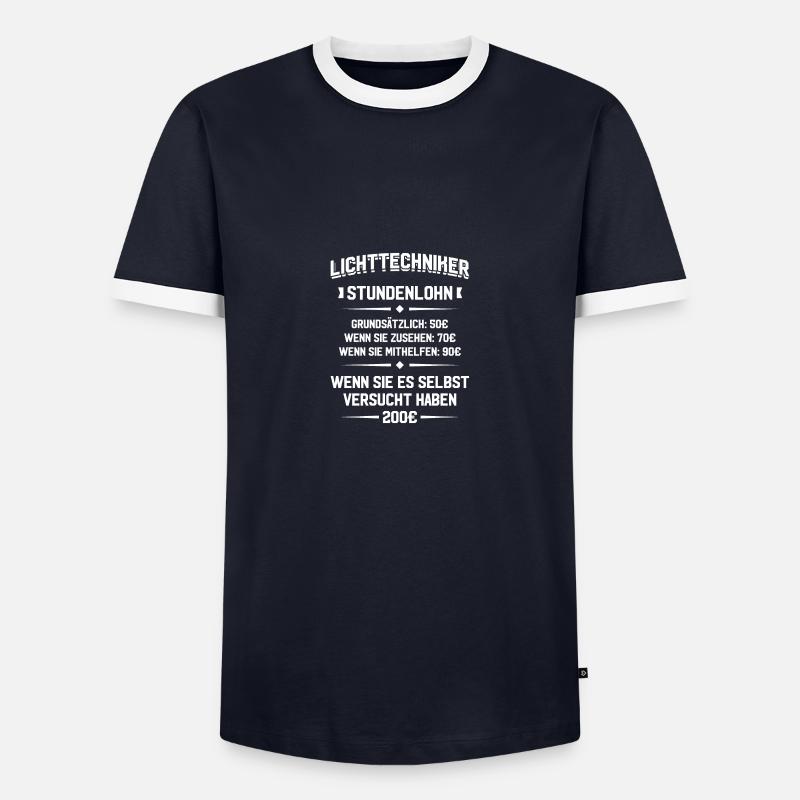 Lichttechniker Stundenlohn Light-Crew Lichttechnik - Männer Kontrast-T-Shirt - Navy/Weiß