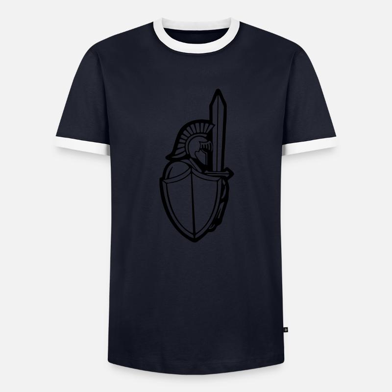 Kriegerlogo - Männer Kontrast-T-Shirt - Navy/Weiß