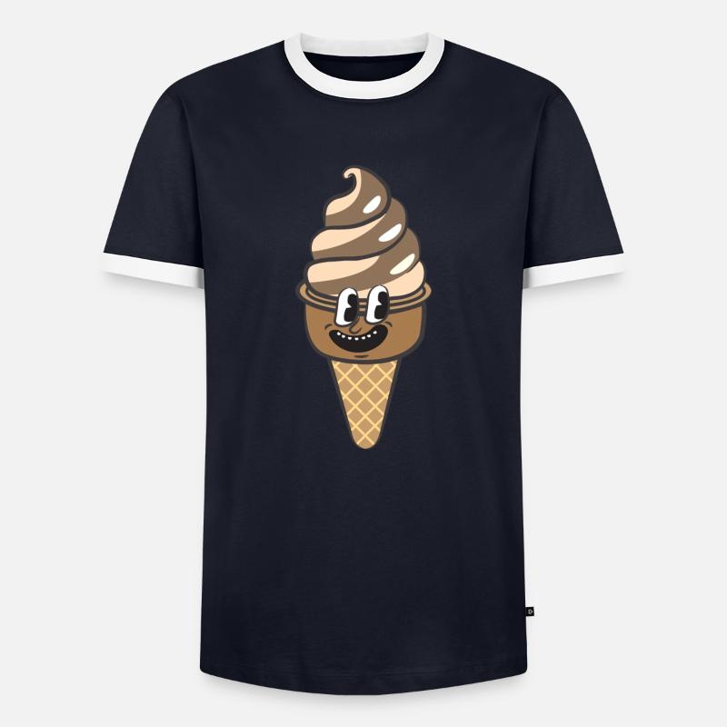 Retro Cartoon Eiscreme - Männer Kontrast-T-Shirt - Navy/Weiß 