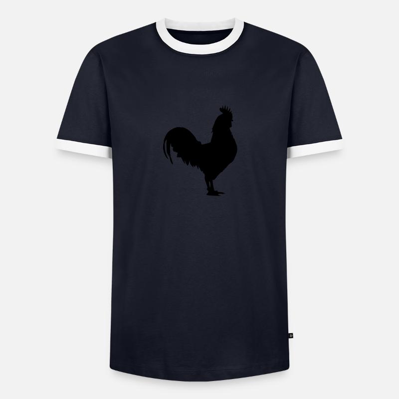 Hahn - Männer Kontrast-T-Shirt - Navy/Weiß 