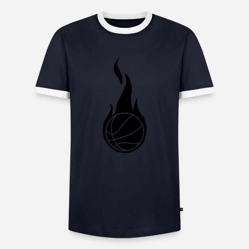 basket_1_flames_1_clr1_bw - Men's Ringer Shirt - navy/white