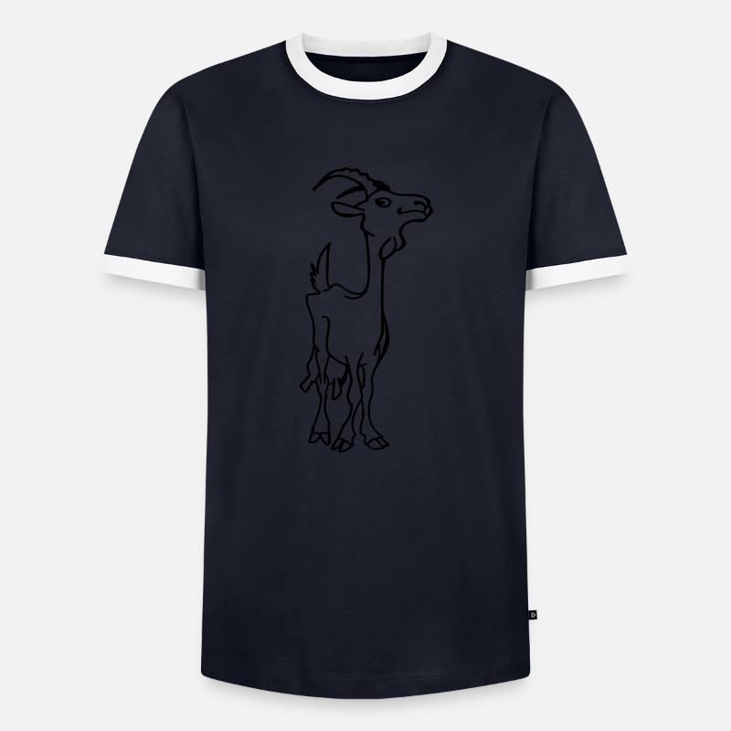 Ziege - Männer Kontrast-T-Shirt - Navy/Weiß 