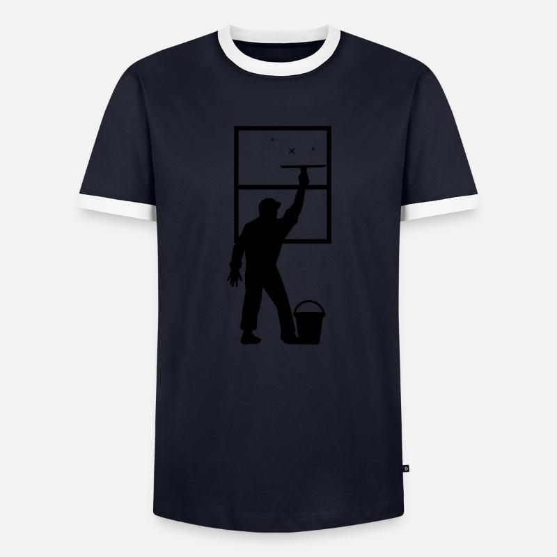 Window cleaner - Men's Ringer Shirt - navy/white