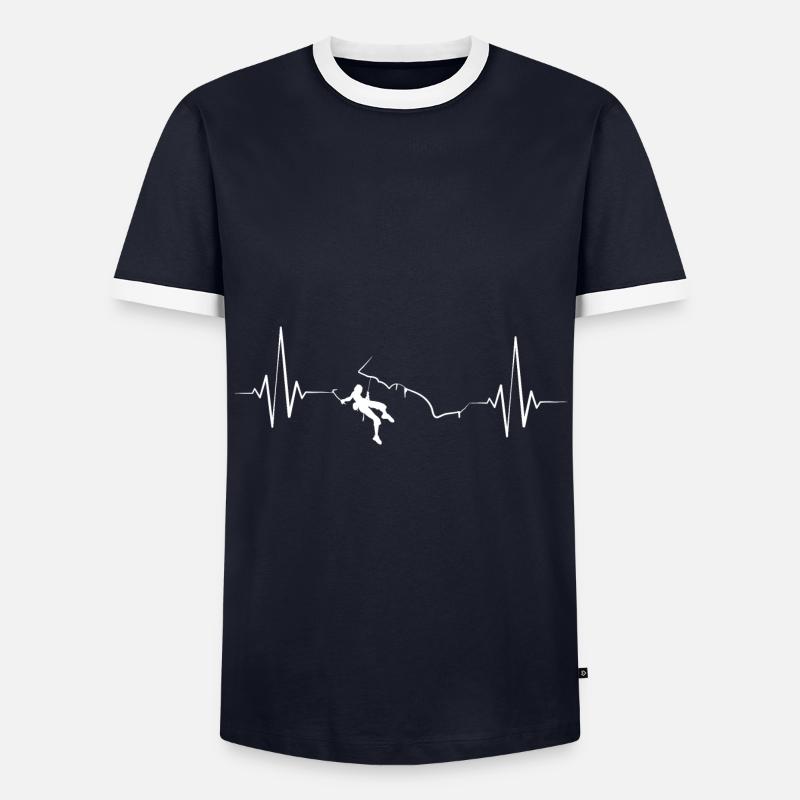Eisklettern Eiskletterer Eispickel - Männer Kontrast-T-Shirt - Navy/Weiß 