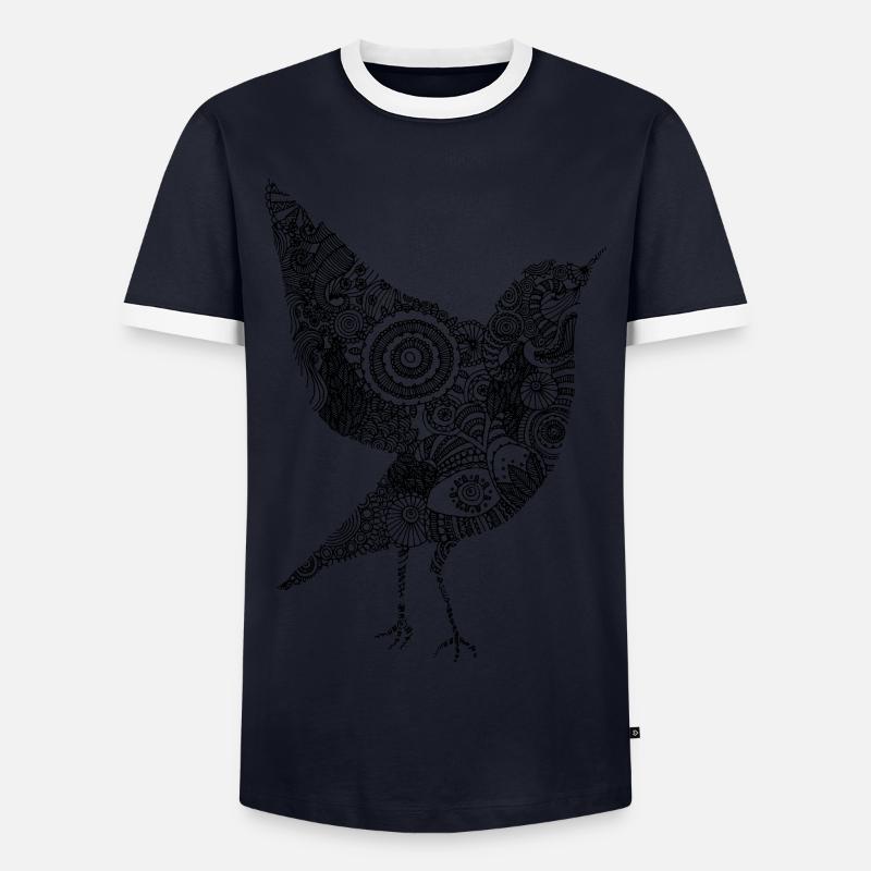 Der Vogel - Männer Kontrast-T-Shirt - Navy/Weiß 