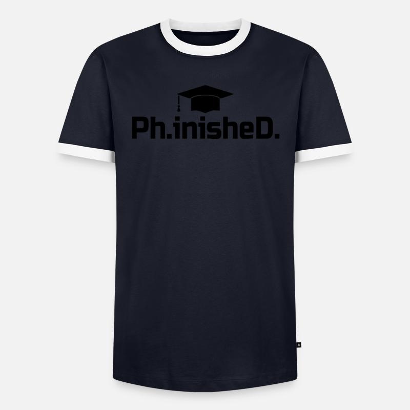 PhD Grad Gift - Phinished - Men's Ringer Shirt - navy/white 