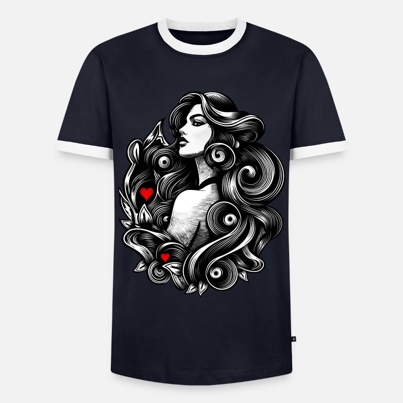 Dame 2 Herzen - Männer Kontrast-T-Shirt - Navy/Weiß
