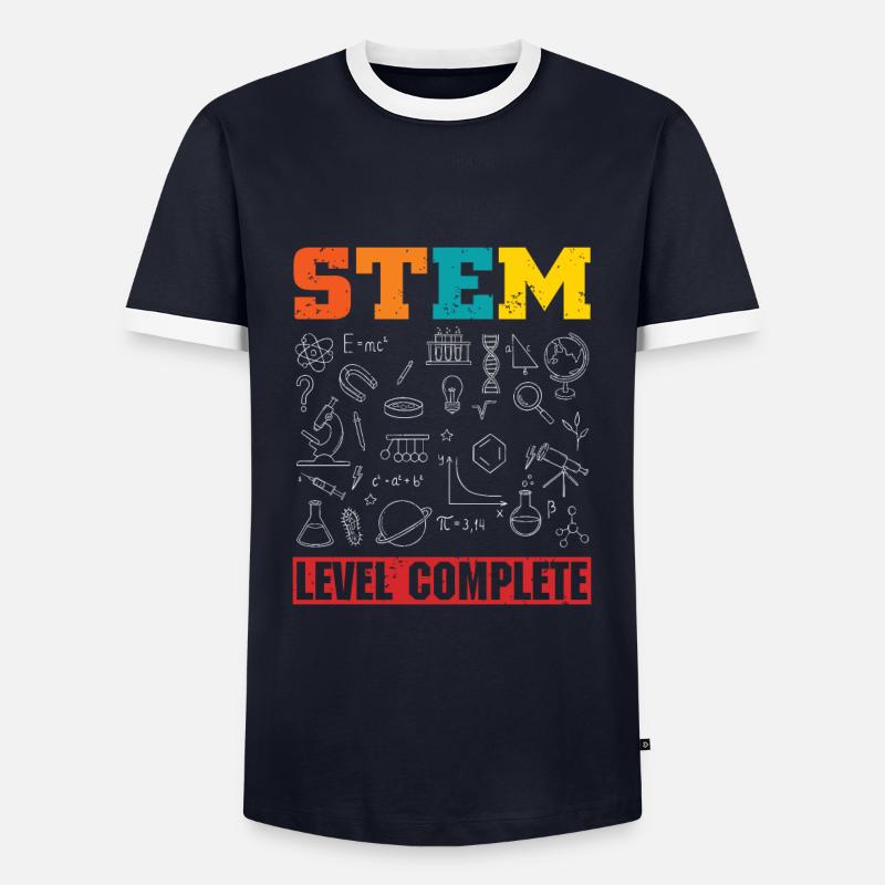 STEM - Level Complete - Männer Kontrast-T-Shirt - Navy/Weiß