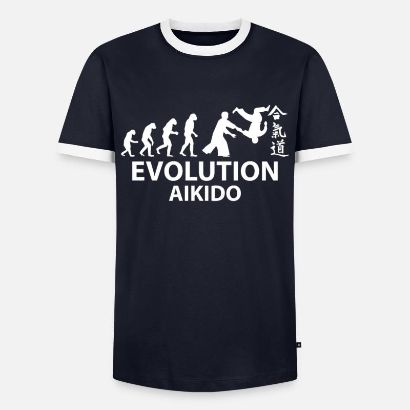Aikido Evolution T-Shirt & Geschenkidee - Männer Kontrast-T-Shirt - Navy/Weiß