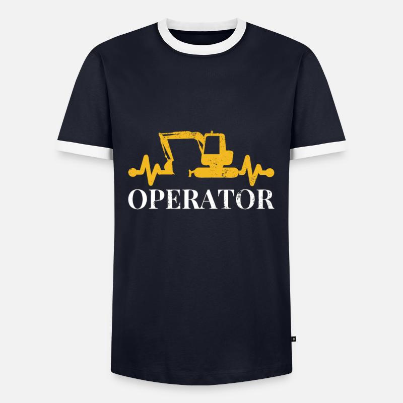excavator operator - Men's Ringer Shirt - navy/white