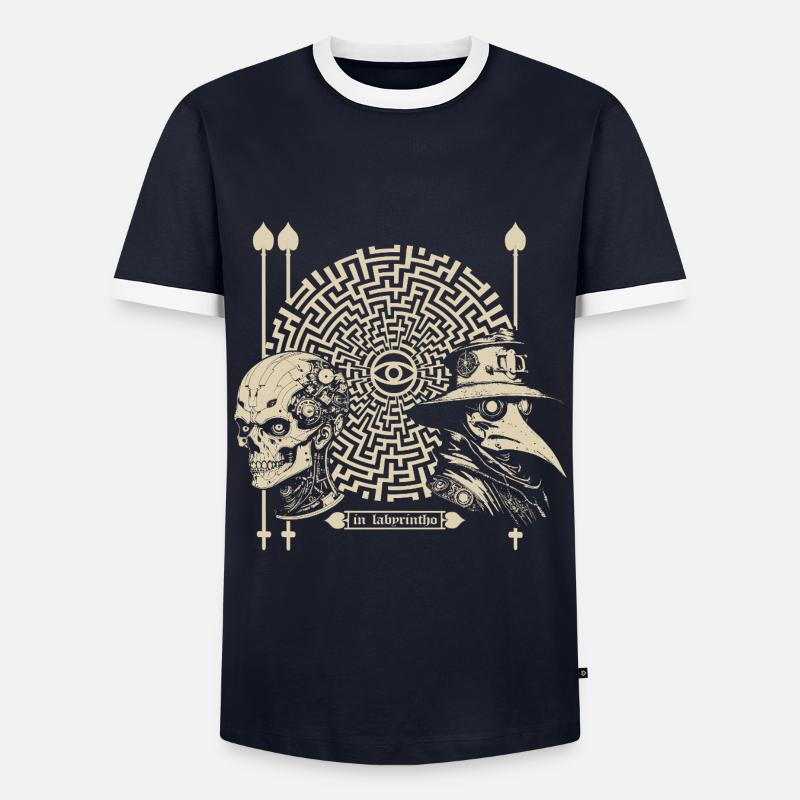 in labyrintho - Männer Kontrast-T-Shirt - Navy/Weiß 