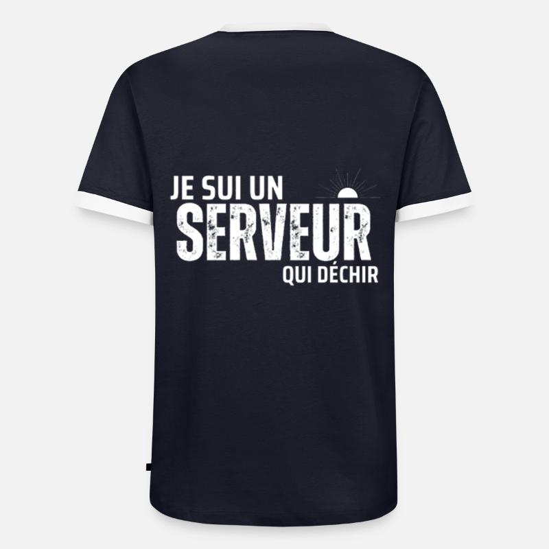 Ich bin ein rockender Kellner - Männer Kontrast-T-Shirt - Navy/Weiß 