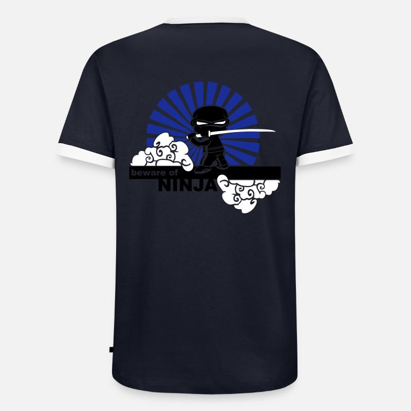 Ninja - Männer Kontrast-T-Shirt - Navy/Weiß 