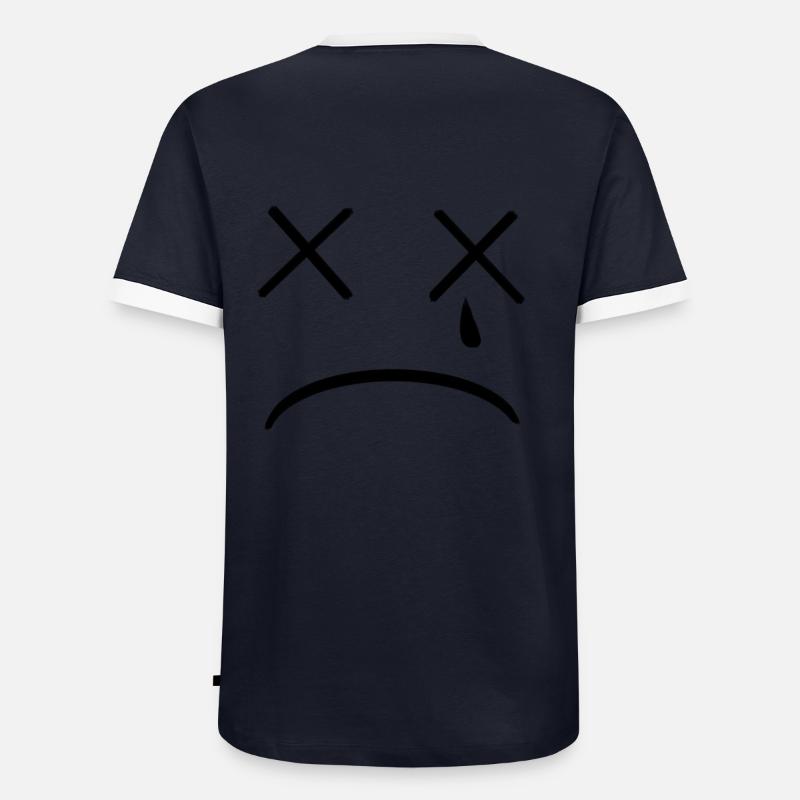 sad face - Männer Kontrast-T-Shirt - Navy/Weiß 