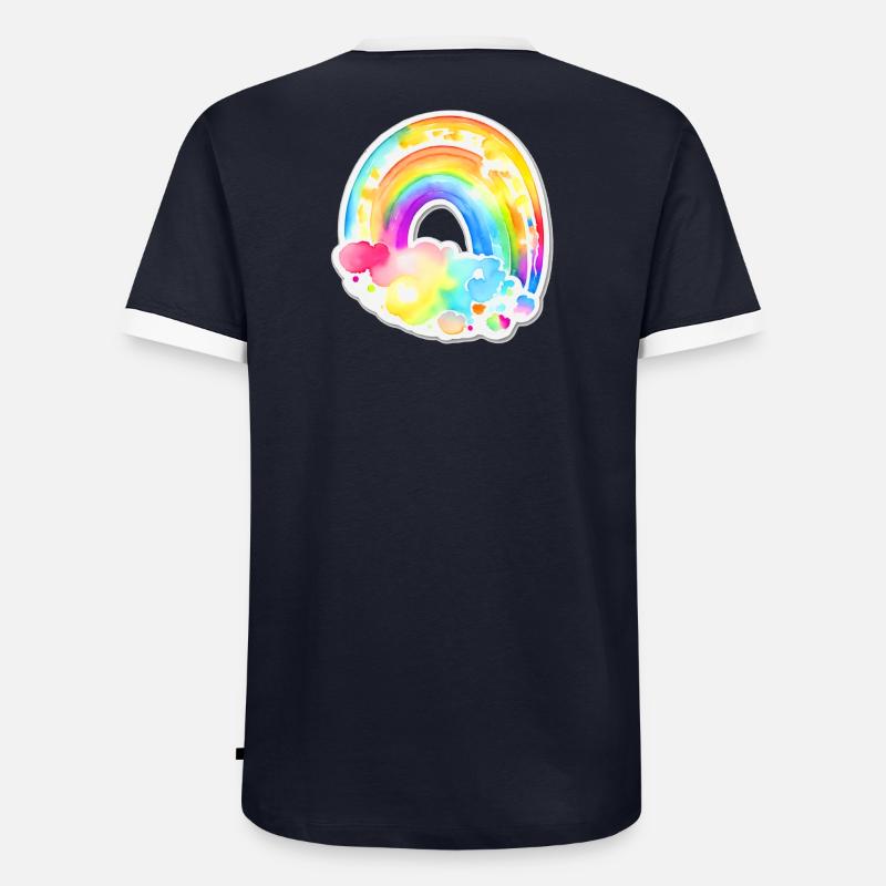 Rainbow - Men's Ringer Shirt - navy/white 