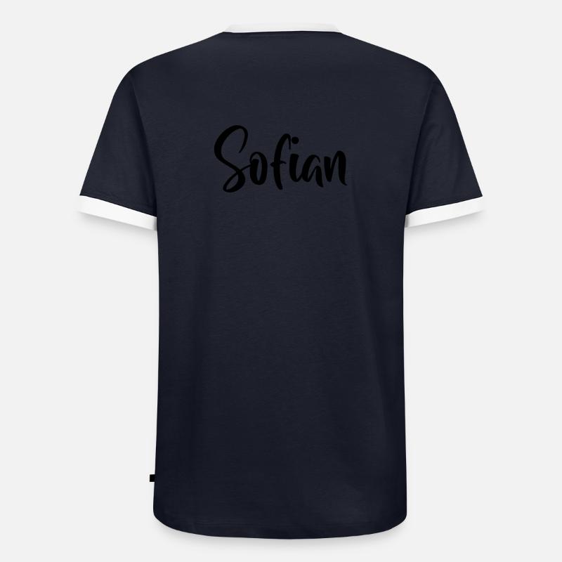 Vorname - Sofian - Männer Kontrast-T-Shirt - Navy/Weiß