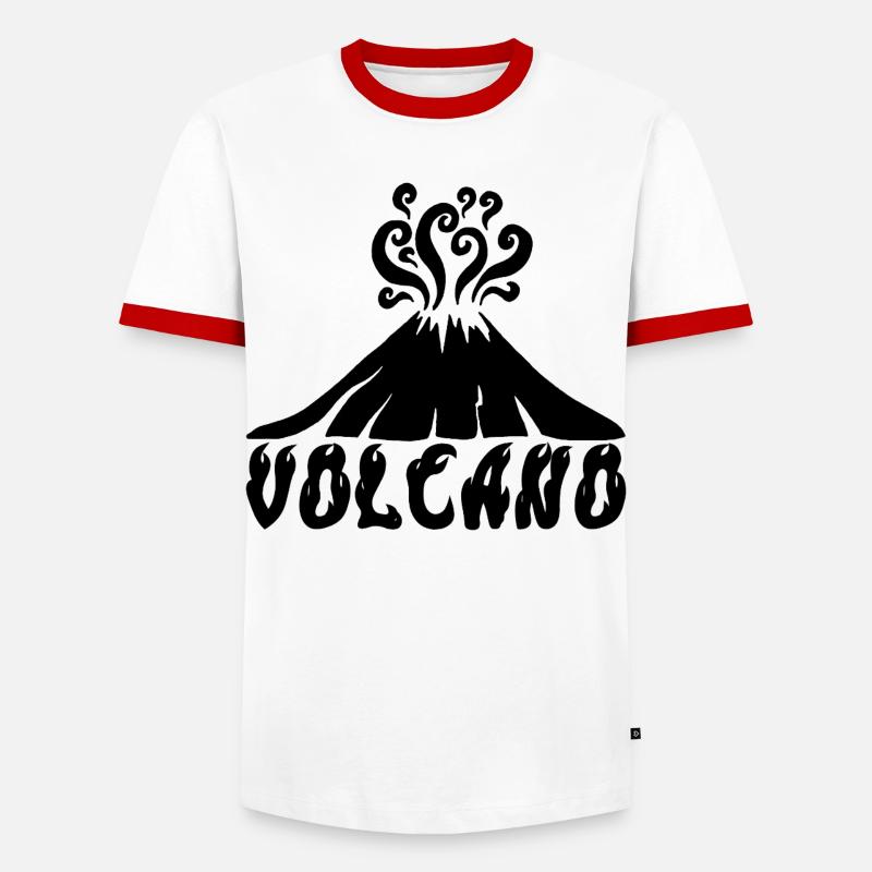 Schwarzer Vulkan - Männer Kontrast-T-Shirt - Weiß/Rot 