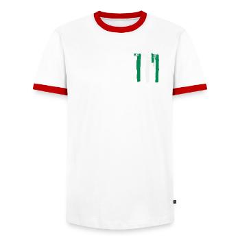 Drapeau du Nigéria - T-shirt contrasté Homme - blanc/rouge  - Devant - AI Model Female 172 light (172cm) & AI Model Male 178 dark (178cm)