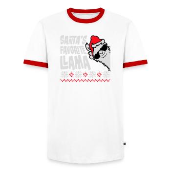 Santa's Favorite Llama Cool Side Sunglasses - Men's Ringer Shirt - white/red  - Front - AI Model Female 172 light (172cm) & AI Model Male 178 dark (178cm)