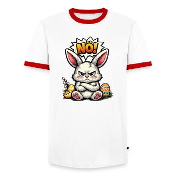 Cadeau de Pâques du lapin de Basse-Autriche - T-shirt contrasté Homme - blanc/rouge  - Devant - AI Model Female 172 light (172cm) & AI Model Male 178 dark (178cm)