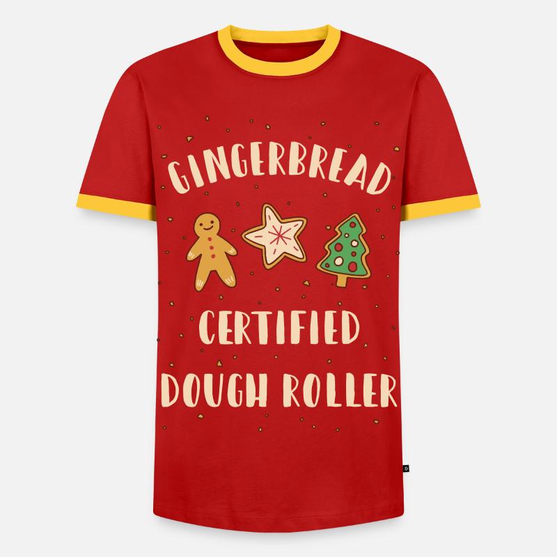 Gingerbread Dough Roller - Christmas Baking - Men's Ringer Shirt - red/yellow 