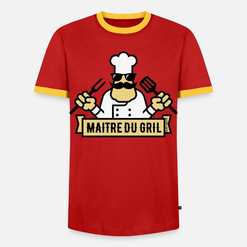 Grill Master (Grill / BBQ / BBQ / 3C) - Männer Kontrast-T-Shirt - Rot/Gelb
