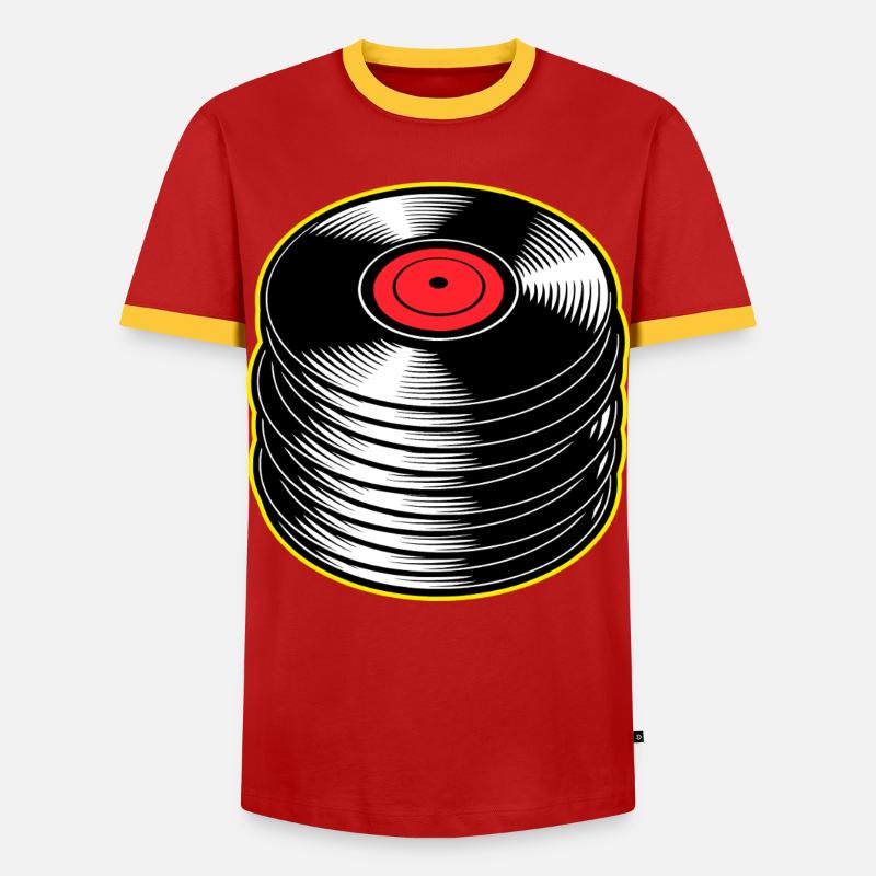 Stack d’albums vinyles - T-shirt contrasté Homme - rouge/jaune 
