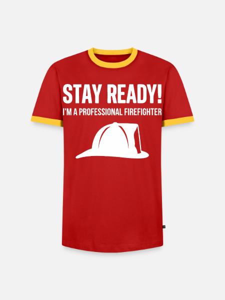 Stay Ready Feuerwehrmann - Männer Kontrast-T-Shirt - Rot/Gelb