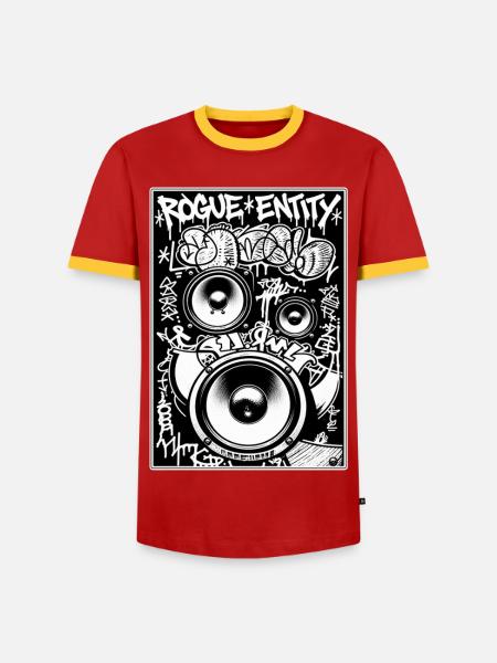 Rogue Entity Graffiti-Sprecher - Männer Kontrast-T-Shirt - Rot/Gelb 