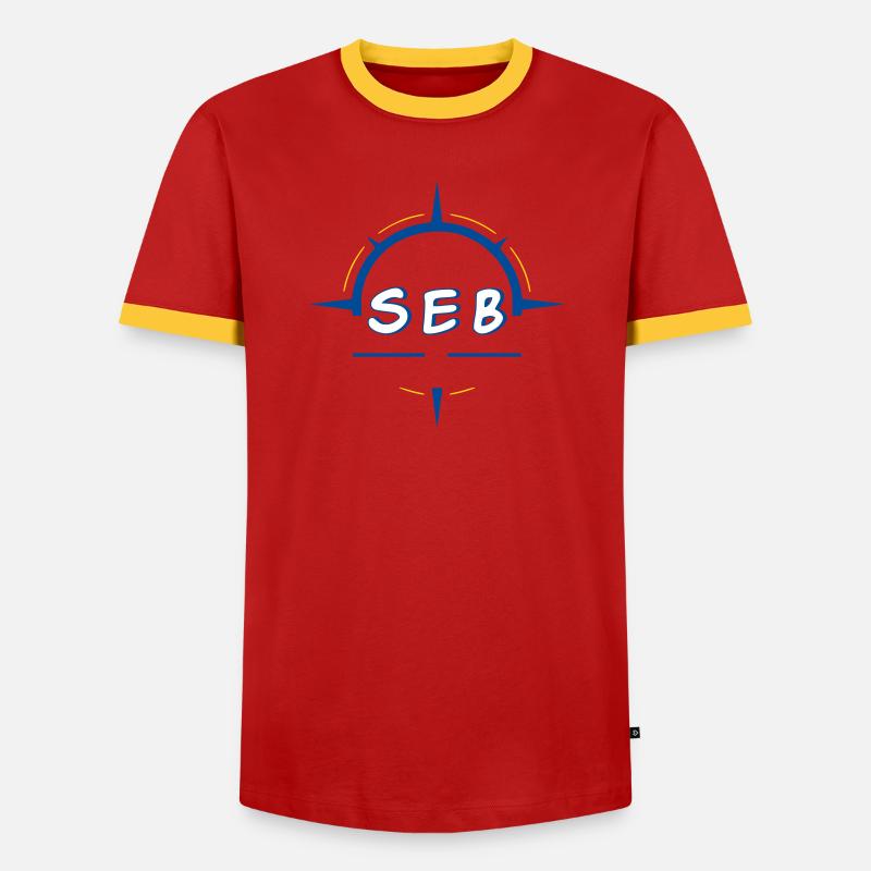 Seb - Männer Kontrast-T-Shirt - Rot/Gelb