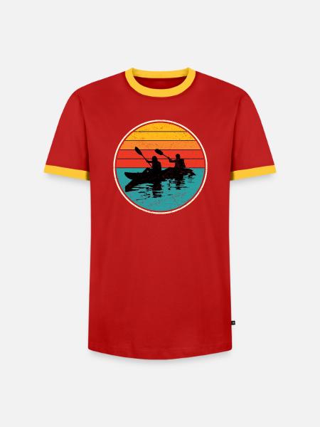 Sunset Kayak Duo Circle - Men's Ringer Shirt - red/yellow