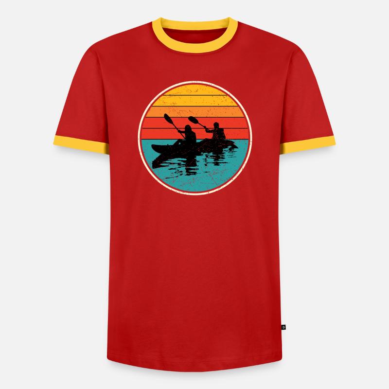 Sunset Kayak Duo Circle - T-shirt contrasté Homme - rouge/jaune