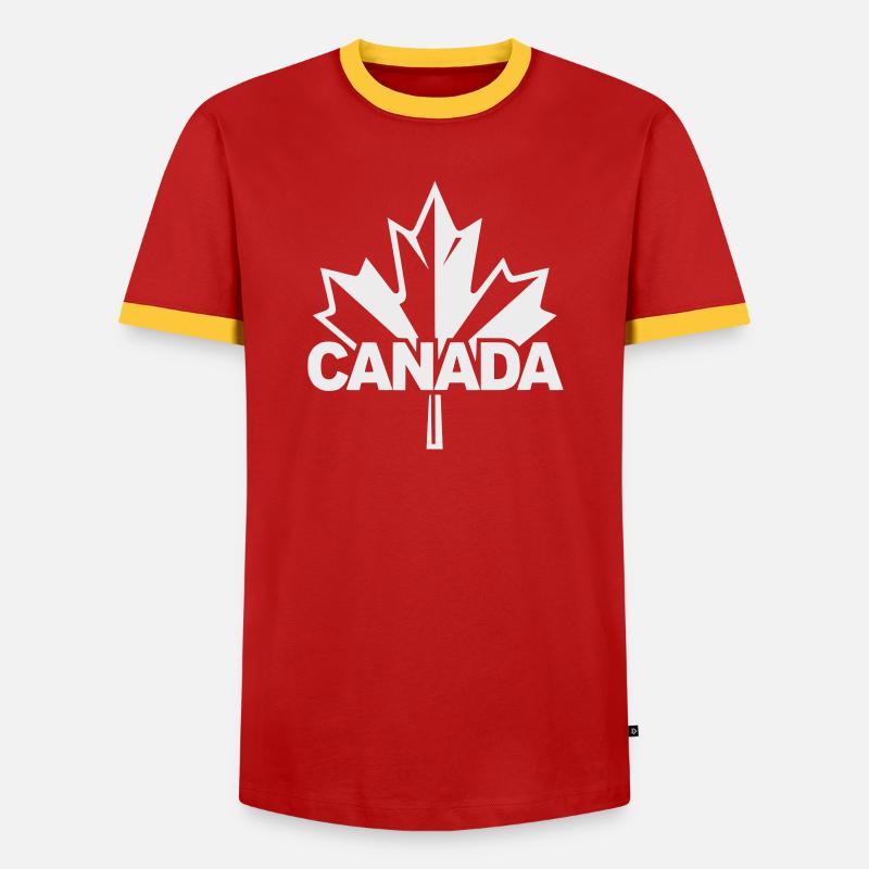 Canada Maple Leaf Logo - Men's Ringer Shirt - red/yellow